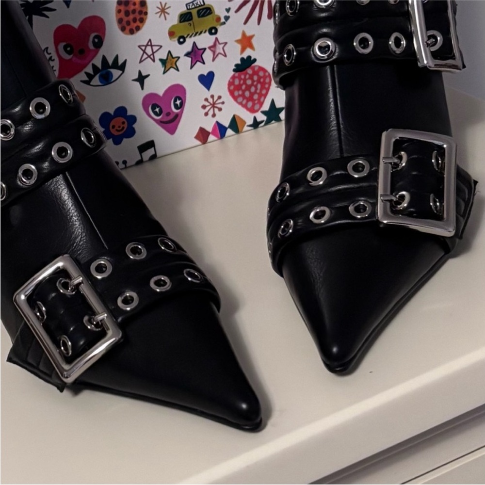 NIB/NWT Jeffery Campbell UP-2-DATE Boot 8.5 OXFD/SANG BLACK SILVER Kitten Bootie - Picture 4 of 16